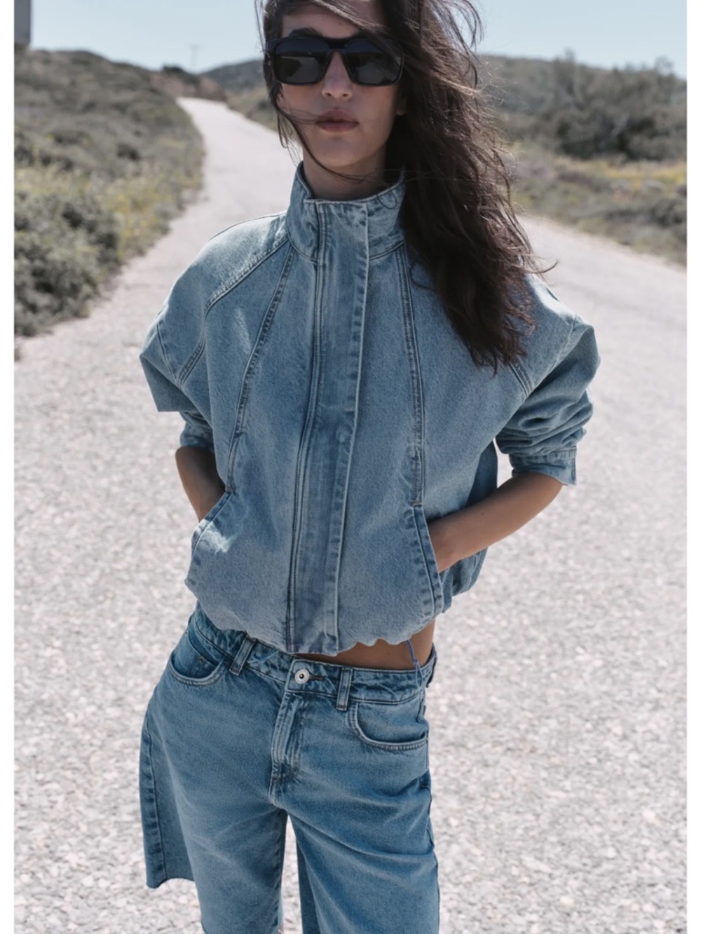 ZARA NWT Z1975 High Neck Denim Bomber Jacket